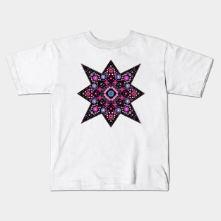 Eight-Pointed Star Mandala Pink-Blue-White Kids T-Shirt